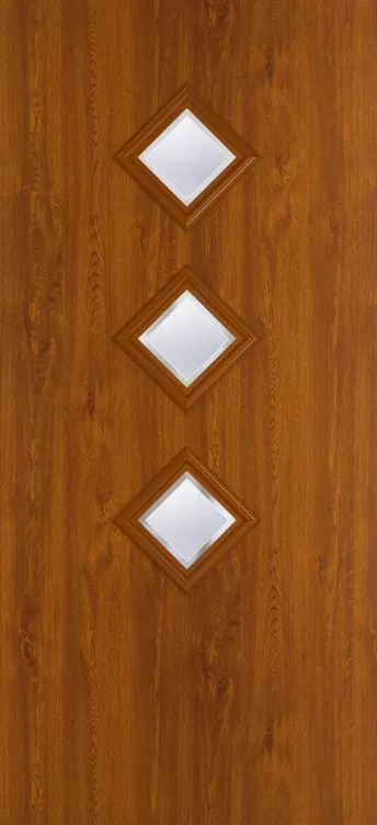 Malaga 3 composite door in Light Oak with Kensington glass