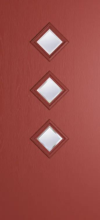 Malaga 3 composite door in Red with Kensington glass
