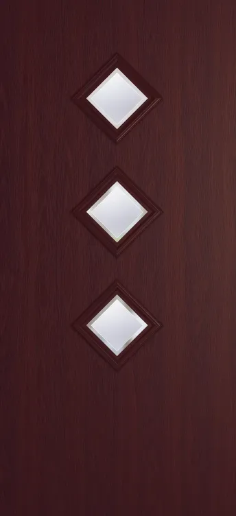 Malaga 3 composite door in Rosewood with Kensington glass