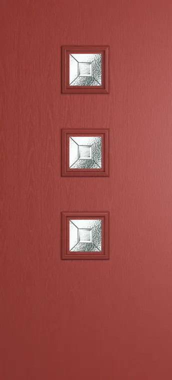 Marseille 3 composite door in Red with Simplicity glass