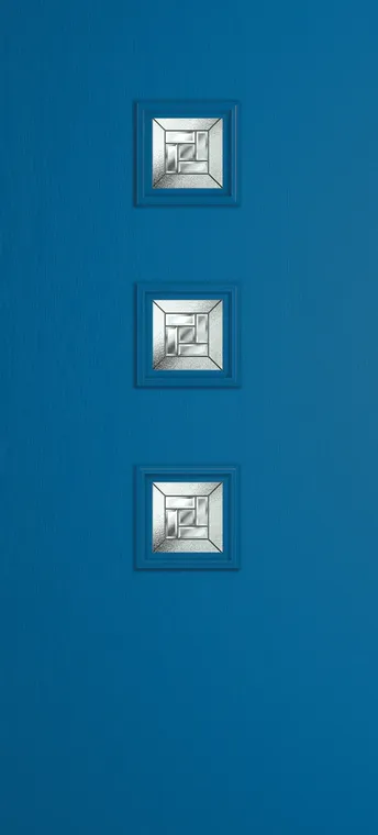 Marseille 3 composite door in Signal Blue with New Orleans glass