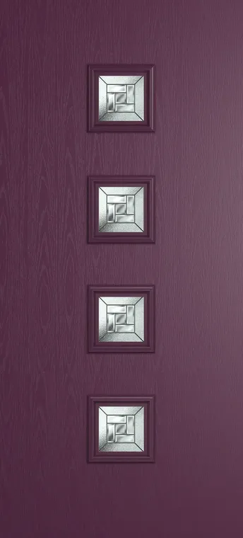 Marseille 4 composite door in Aubergine with New Orleans glass