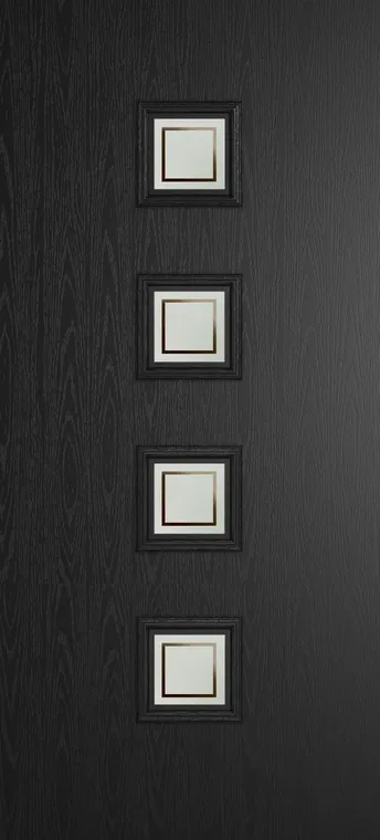 Marseille 4 composite door in Black with Victorian Border glass