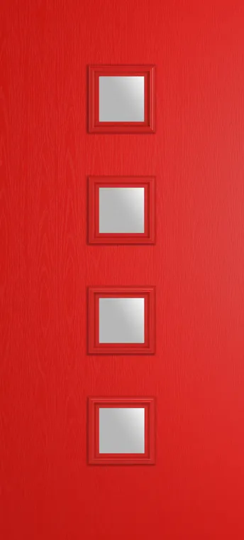 Marseille 4 composite door in Candy Red with Satin glass