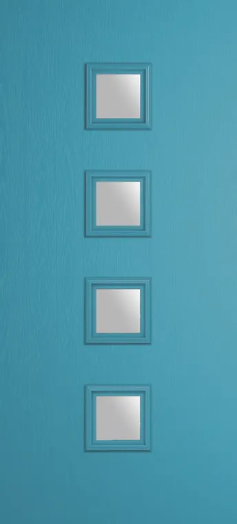 Marseille 4 composite door in Light Blue with Satin glass