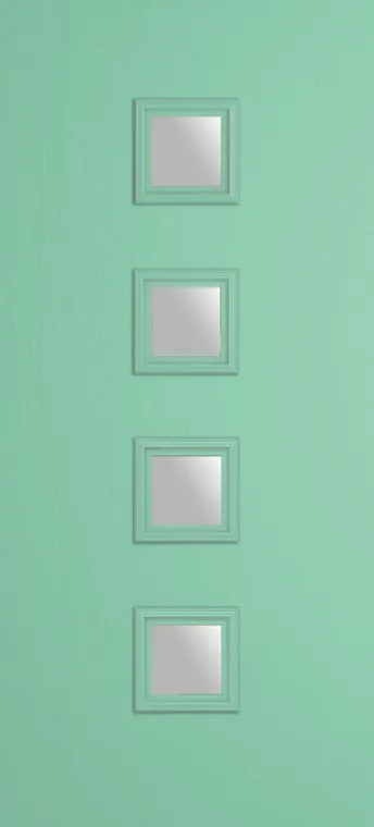 Marseille 4 composite door in Pastel Turquoise with Satin glass