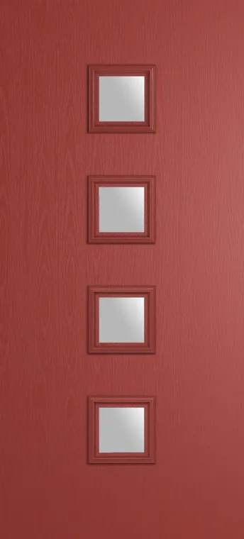 Marseille 4 composite door in Red with Satin glass