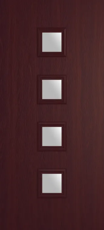 Marseille 4 composite door in Rosewood with Satin glass