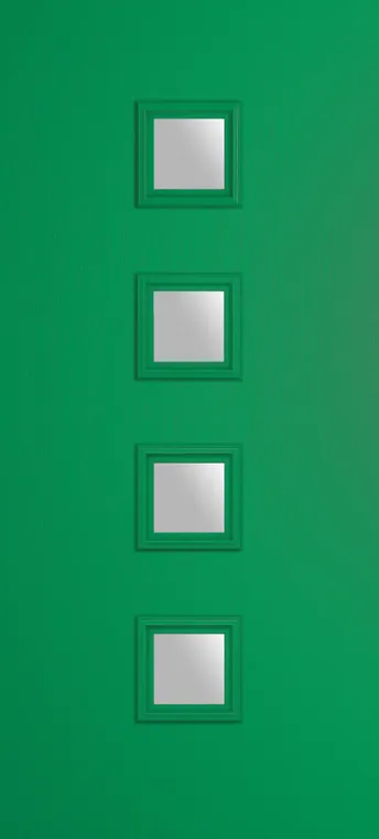 Marseille 4 composite door in Signal Green with Satin glass