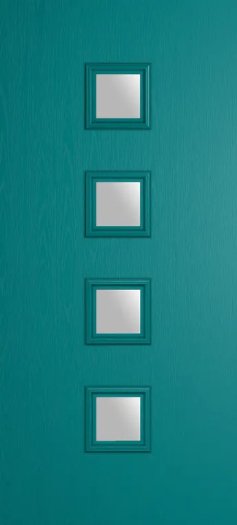 Marseille 4 composite door in Teal with Satin glass