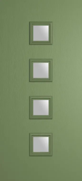 Marseille 4 composite door in Woodland Green with Satin glass