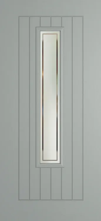Milan 1219 composite door in Agate Grey with Victorian Border glass