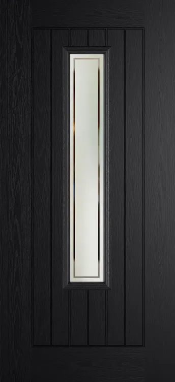 Milan 1219 composite door in Black with Victorian Border glass