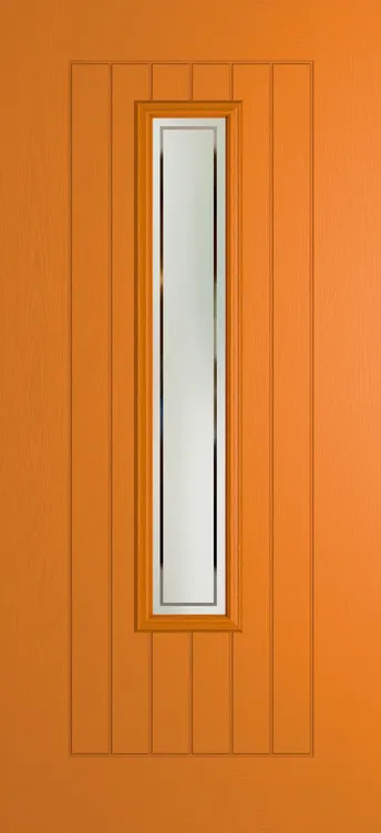 Milan 1219 composite door in Clementine with Victorian Border glass