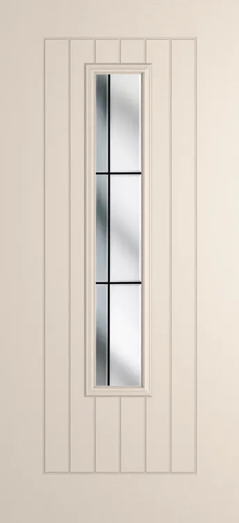 Milan 1219 composite door in Cream with Aurora glass