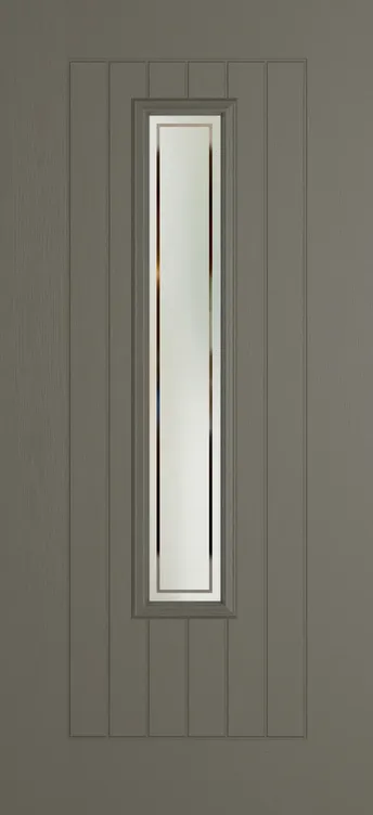 Milan 1219 composite door in Dolphin Grey with Victorian Border glass