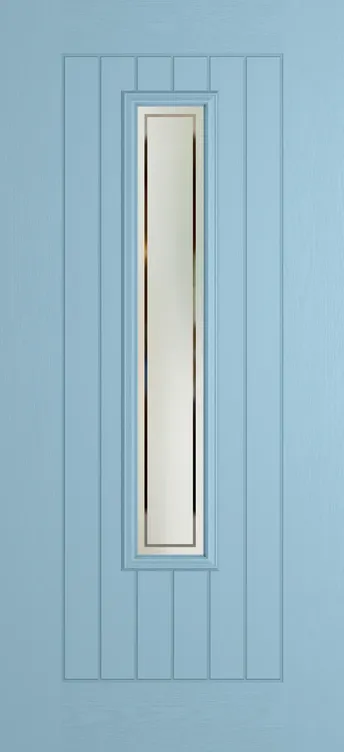 Milan 1219 composite door in Duck Egg Blue with Victorian Border glass