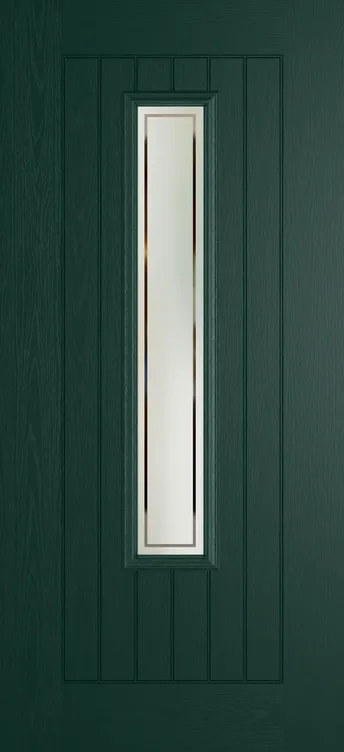 Milan 1219 composite door in Green with Victorian Border glass