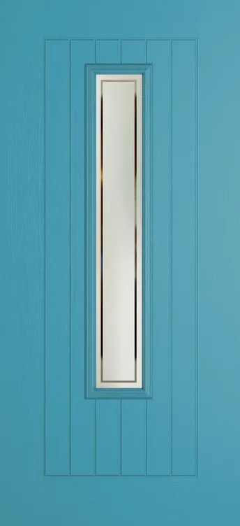 Milan 1219 composite door in Light Blue with Victorian Border glass