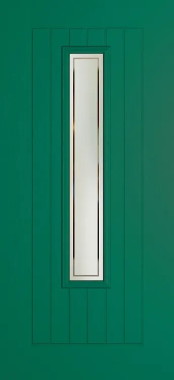 Milan 1219 composite door in Opal Green with Victorian Border glass