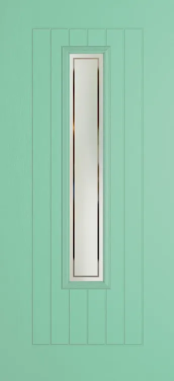 Milan 1219 composite door in Pastel Turquoise with Victorian Border glass