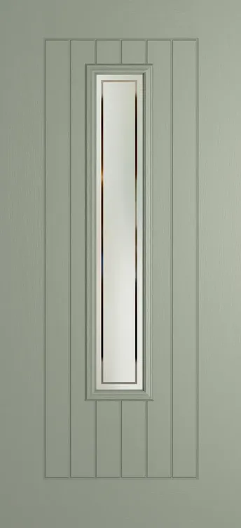 Milan 1219 composite door in Pebble Grey with Victorian Border glass
