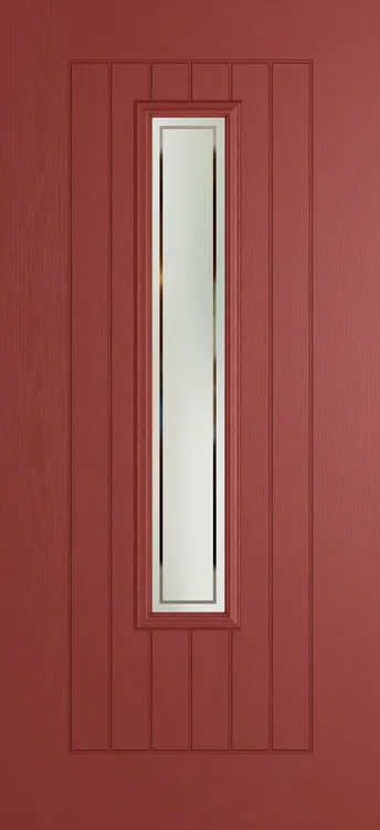 Milan 1219 composite door in Red with Victorian Border glass