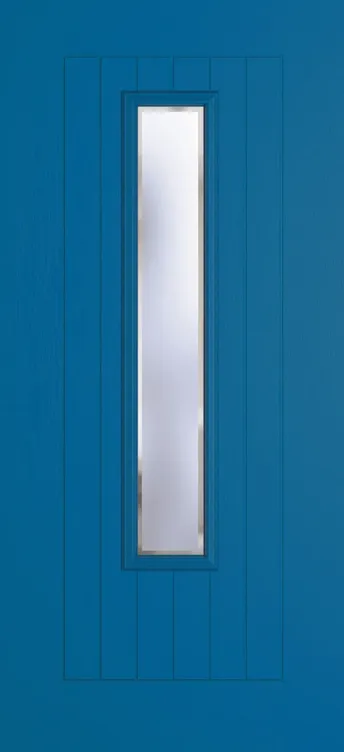 Milan 1219 composite door in Signal Blue with Kensington glass