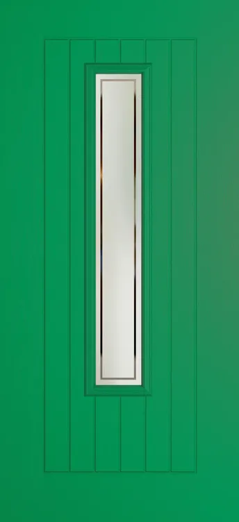 Milan 1219 composite door in Signal Green with Victorian Border glass