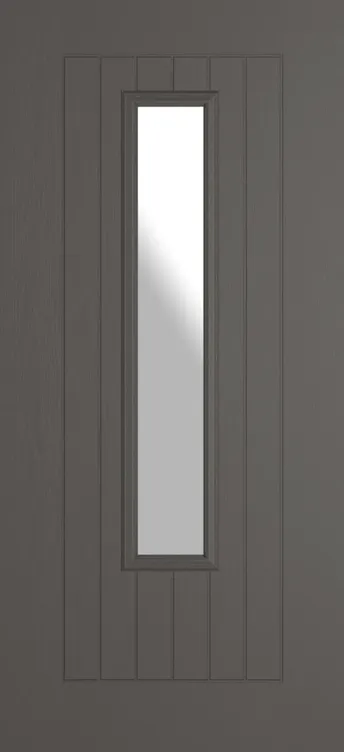 Milan 1219 composite door in Slate Grey with Satin glass