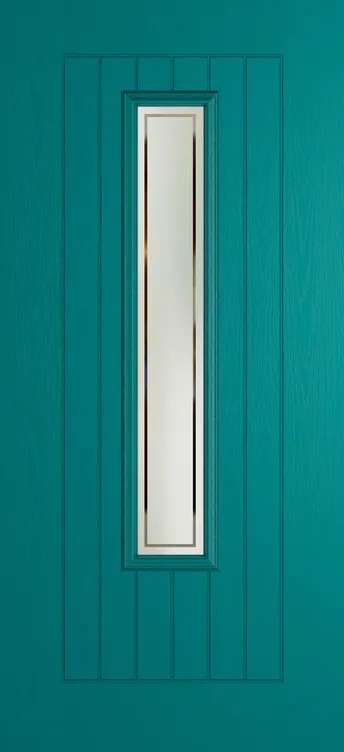 Milan 1219 composite door in Teal with Victorian Border glass