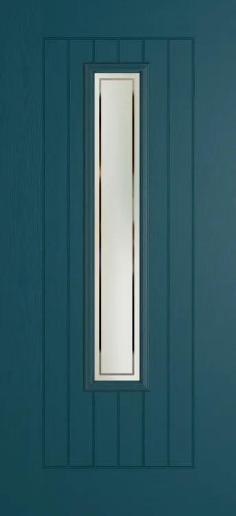 Milan 1219 composite door in Tranquil Blue with Victorian Border glass