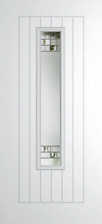 Milan 1219 composite door in White with Horizon glass