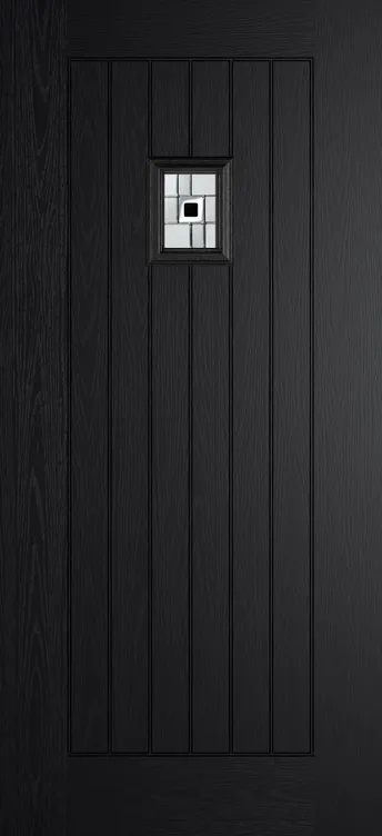 Milan 203 composite door in Black with Modena glass