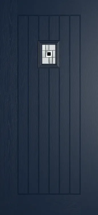 Milan 203 composite door in Blue with Modena glass