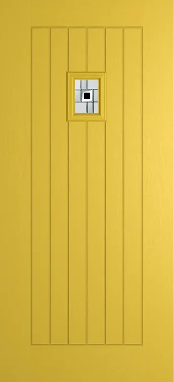 Milan 203 composite door in Canary Yellow with Modena glass