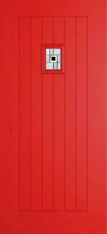 Milan 203 composite door in Candy Red with Modena glass