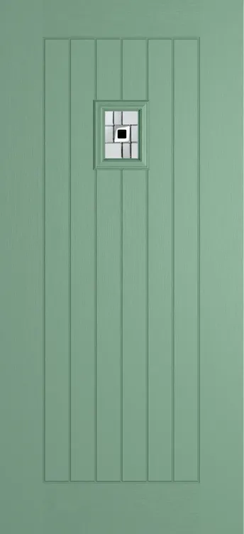 Milan 203 composite door in Chartwell Green with Modena glass
