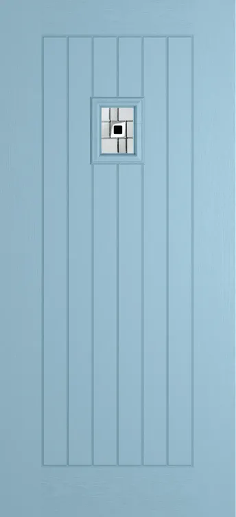 Milan 203 composite door in Duck Egg Blue with Modena glass