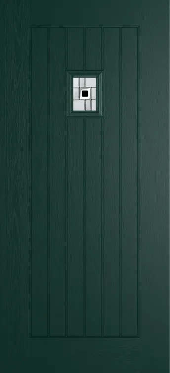Milan 203 composite door in Green with Modena glass