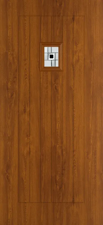 Milan 203 composite door in Light Oak with Modena glass