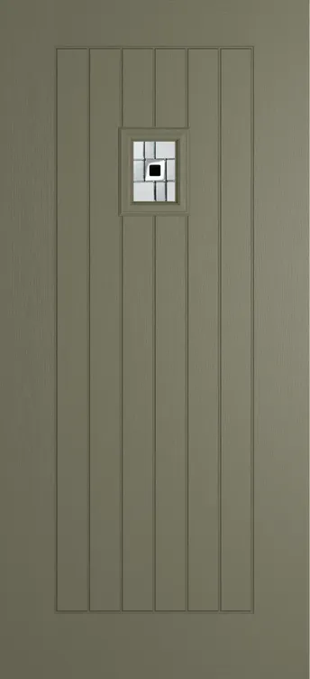 Milan 203 composite door in Olive Grey with Modena glass