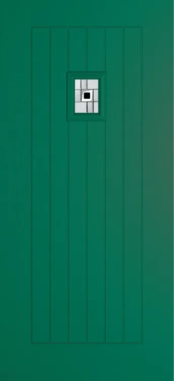 Milan 203 composite door in Opal Green with Modena glass