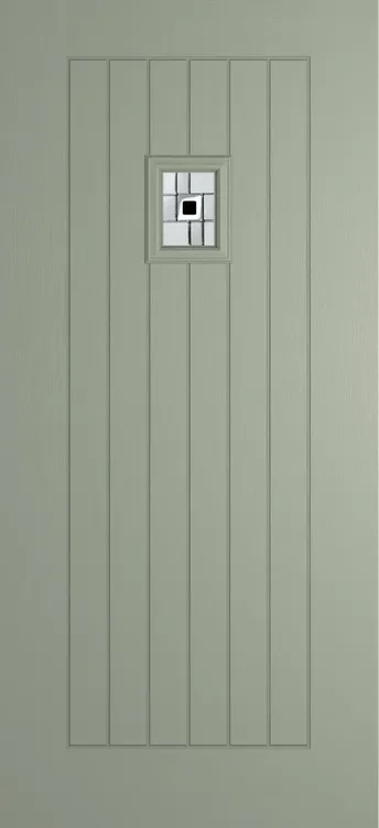 Milan 203 composite door in Pebble Grey with Modena glass