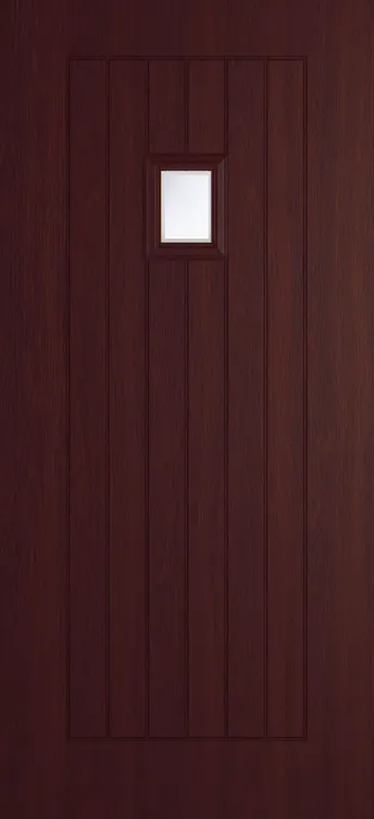 Milan 203 composite door in Rosewood with Kensington glass