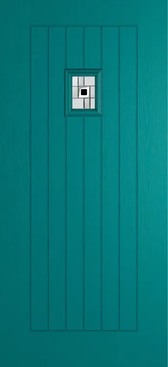 Milan 203 composite door in Teal with Modena glass
