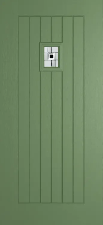Milan 203 composite door in Woodland Green with Modena glass