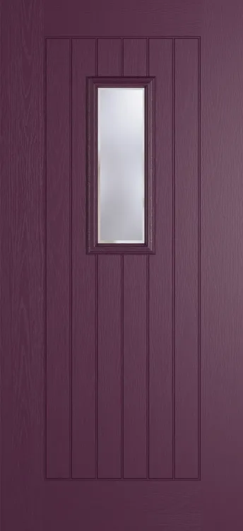 Milan 609 composite door in Aubergine with Kensington glass