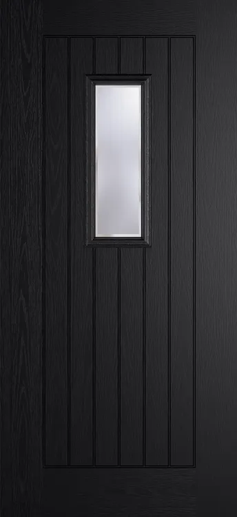 Milan 609 composite door in Black with Kensington glass