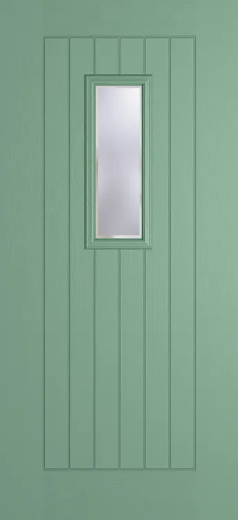 Milan 609 composite door in Chartwell Green with Kensington glass